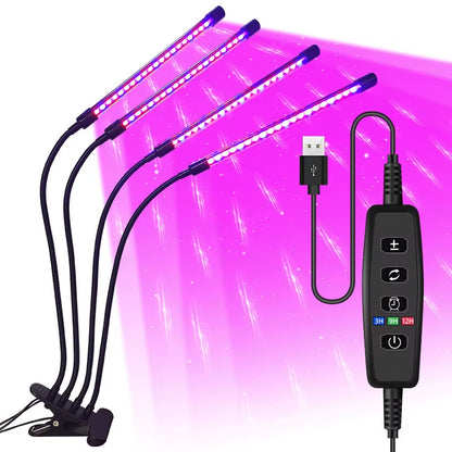 USB LED Plant Grow Light Indoor Garden 10 Dimmable Levels Grow Light Full Spectrum Timer Setting Hydroponic Greenhouse 3H/9H/12H