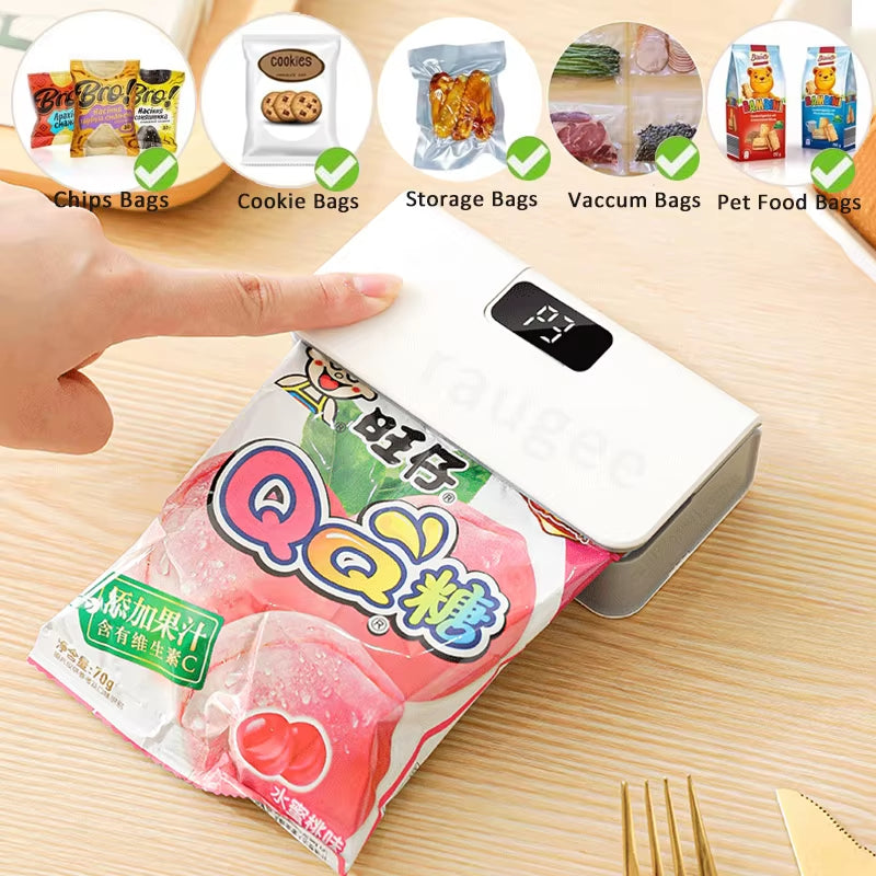 Mini Sealing Machine 2In1 Plastic Bag Sealer USB Rechargeable Portable Food Package Bags Sealer Handheld Plastic Bag Heat Sealer