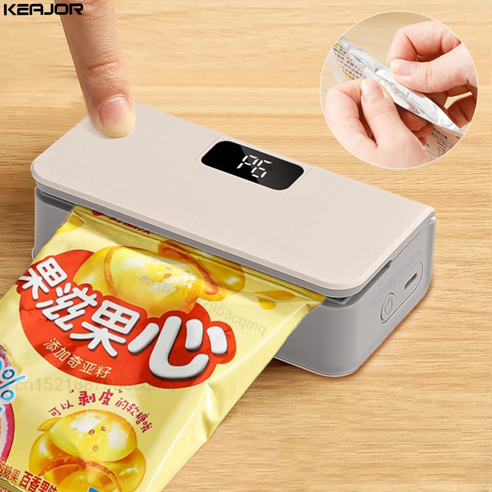 Mini Sealing Machine 2In1 Plastic Bag Sealer USB Rechargeable Portable Food Package Bags Sealer Handheld Plastic Bag Heat Sealer