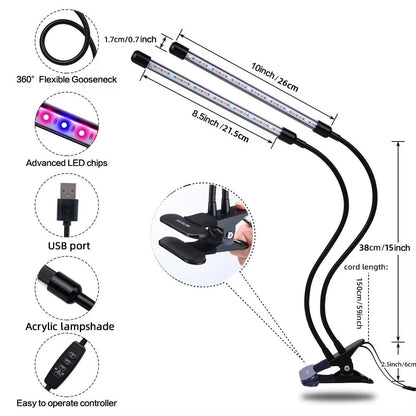 USB LED Plant Grow Light Indoor Garden 10 Dimmable Levels Grow Light Full Spectrum Timer Setting Hydroponic Greenhouse 3H/9H/12H