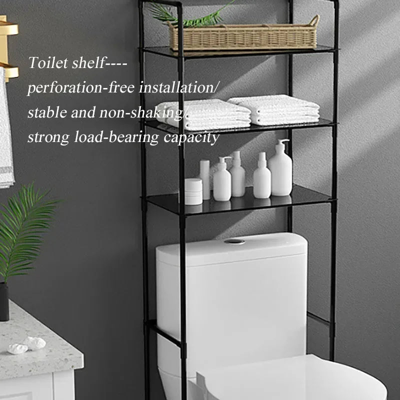 Over the Toilet Storage Rack Multilayer Floor-Mounted Bathroom Shelf Large Capacity Toilet Storage Cabinet Space Saver Organizer